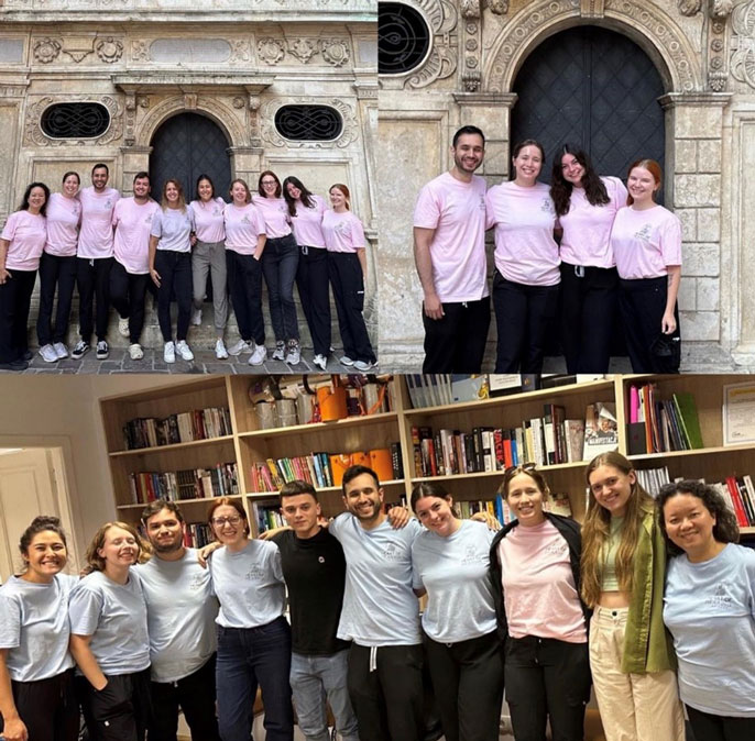 Dr. Daniel Romero and Dr. King Chung stood alongside Amanda Wasoff, Julia Rothschild, Elizabeth Davis, and others. All smiling and looking toward the camera.