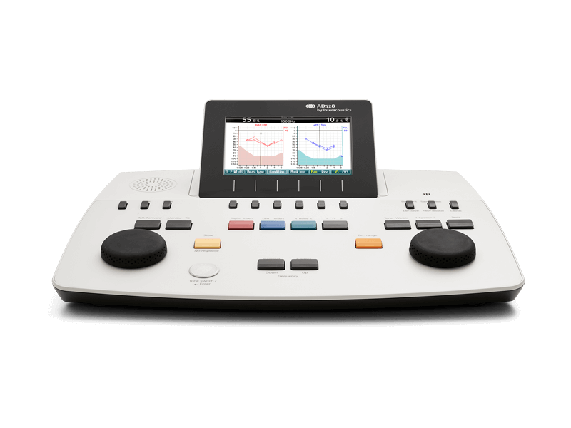 A photo of the AD528 audiometer from Interacoustics.
