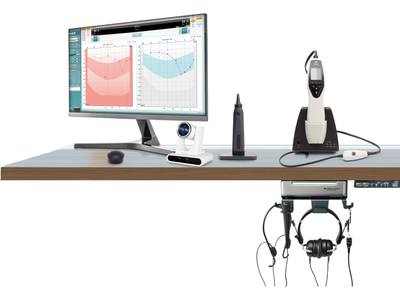 Cart with computer and testing equipment.