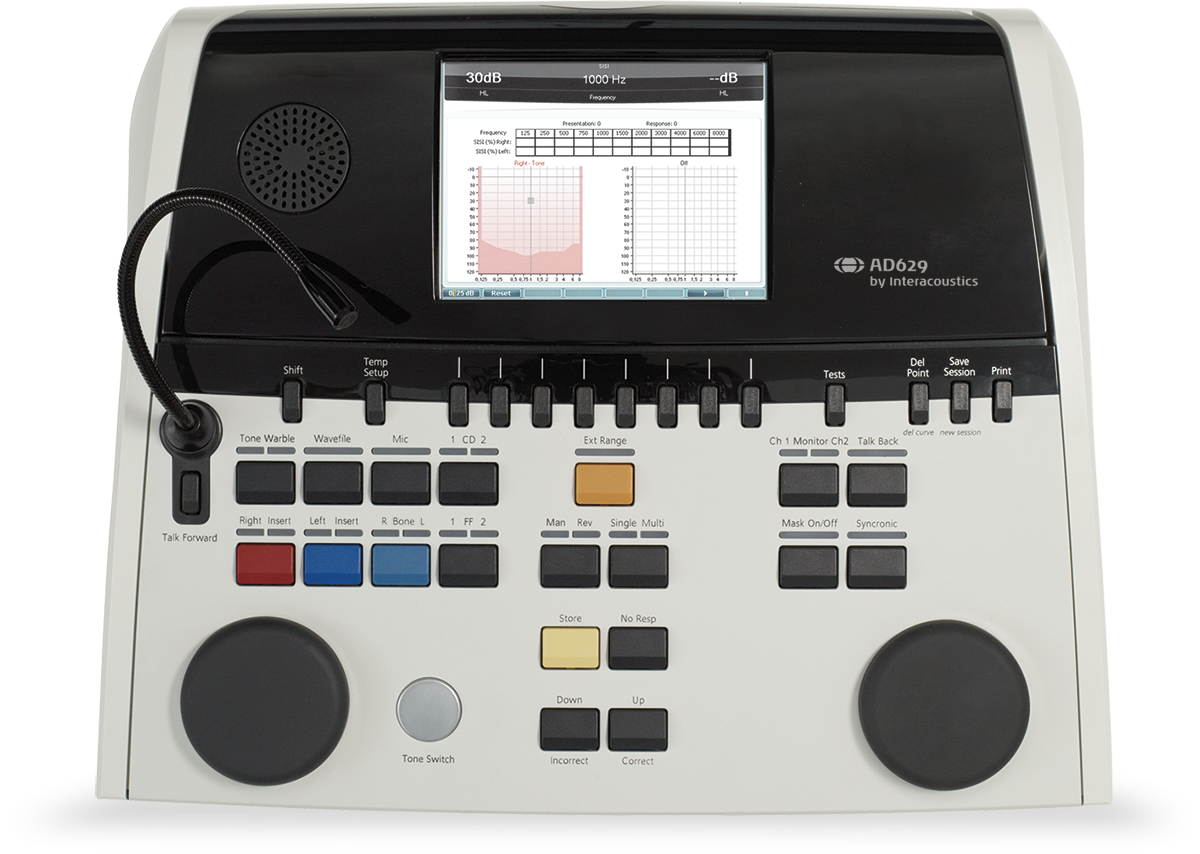 AD629 diagnostic audiometer seen from above