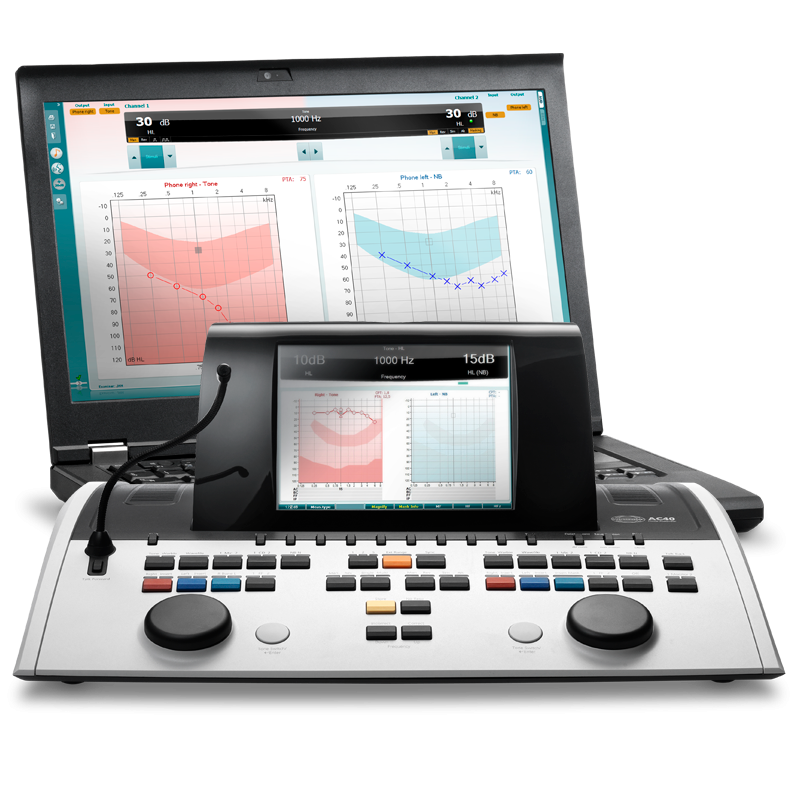 AC40 clinical audiometer and laptop