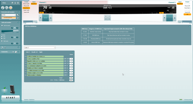 VDB Express test screen, showing a mild SNR loss of 4.5 dB.