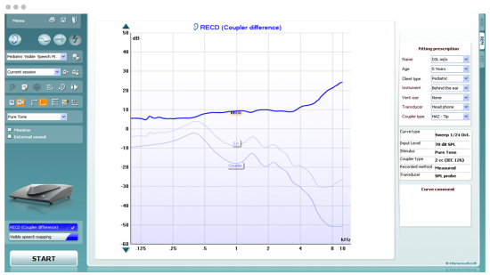 Real ear to coupler difference software screen