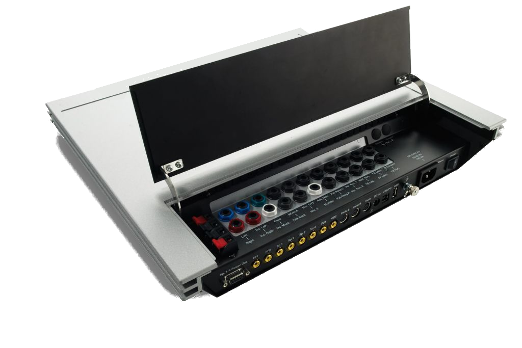 Equinox 2.0 seen from behind, displaying the plugs available