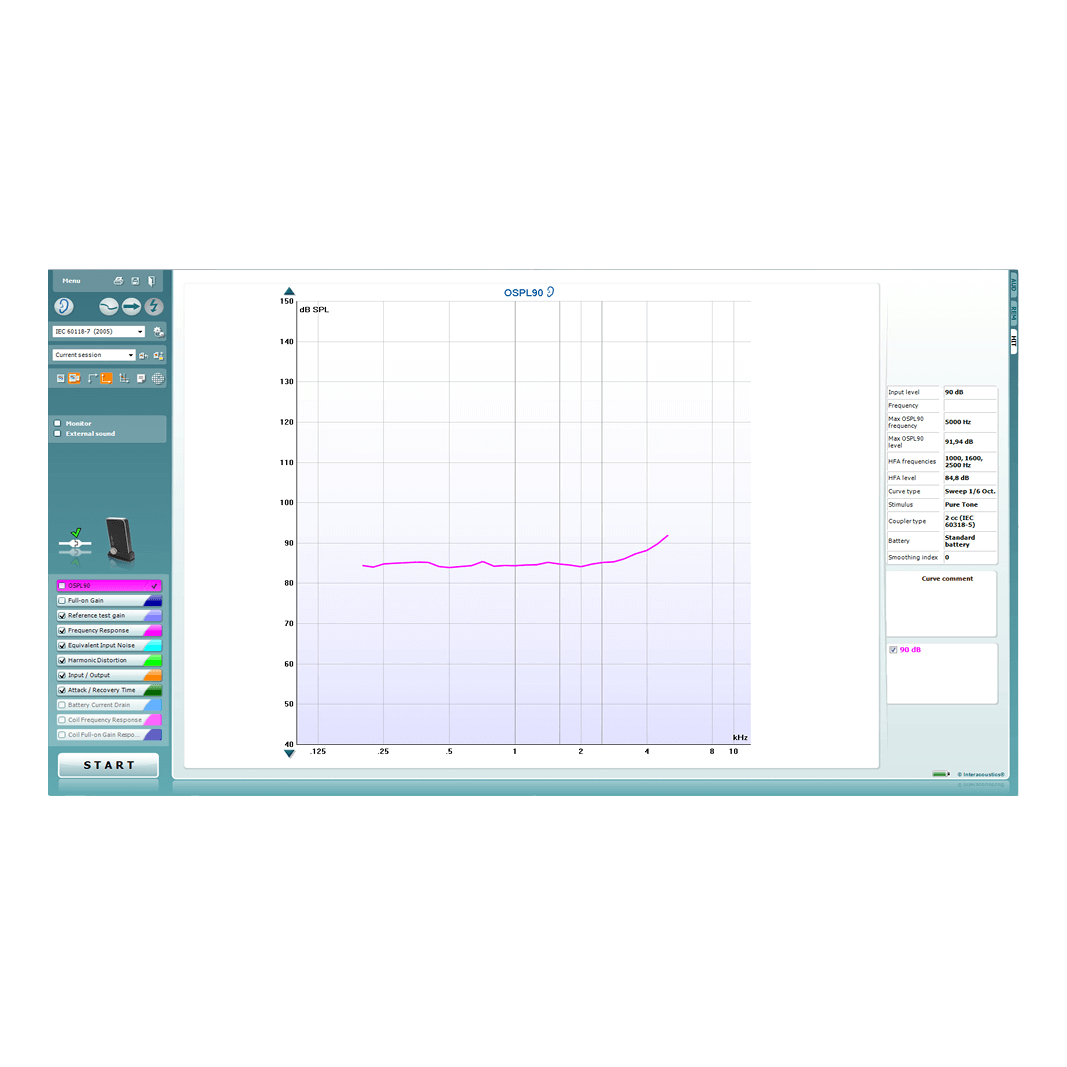 Laptop with hearing instrument testing software.