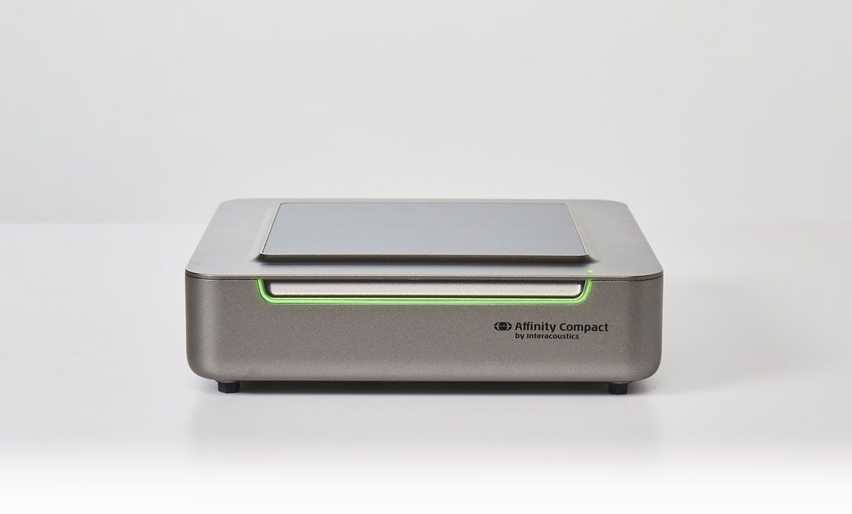 Version one of Affinity Compact. Green light on the front of the unit.