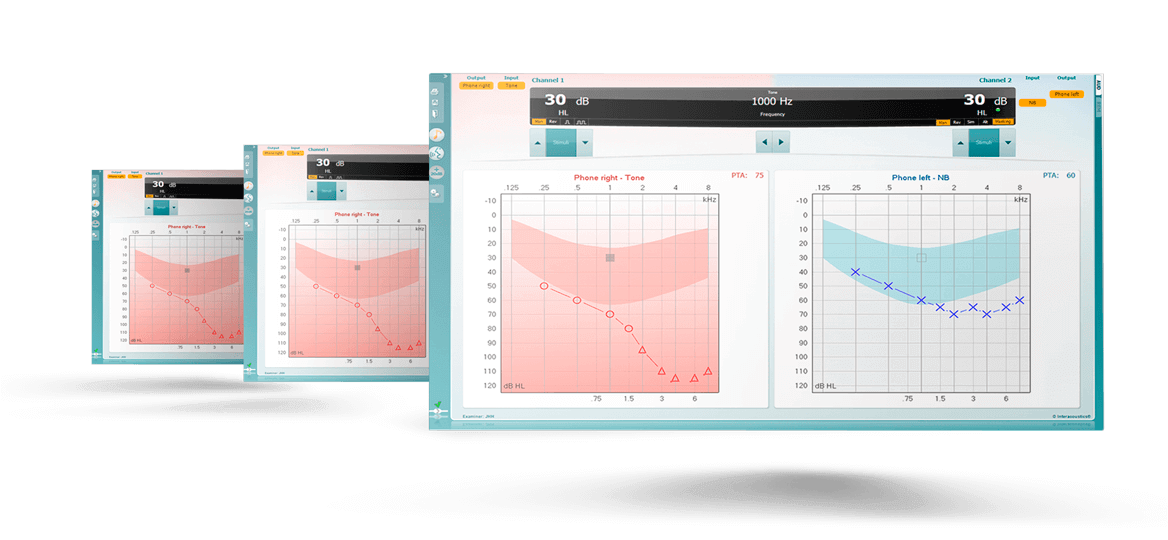 Pure tone audiometry software screen in the Diagnostic Suite