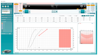 Speech audiometry software screen