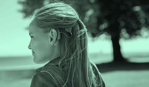 Girl fitted with a cochlear implant